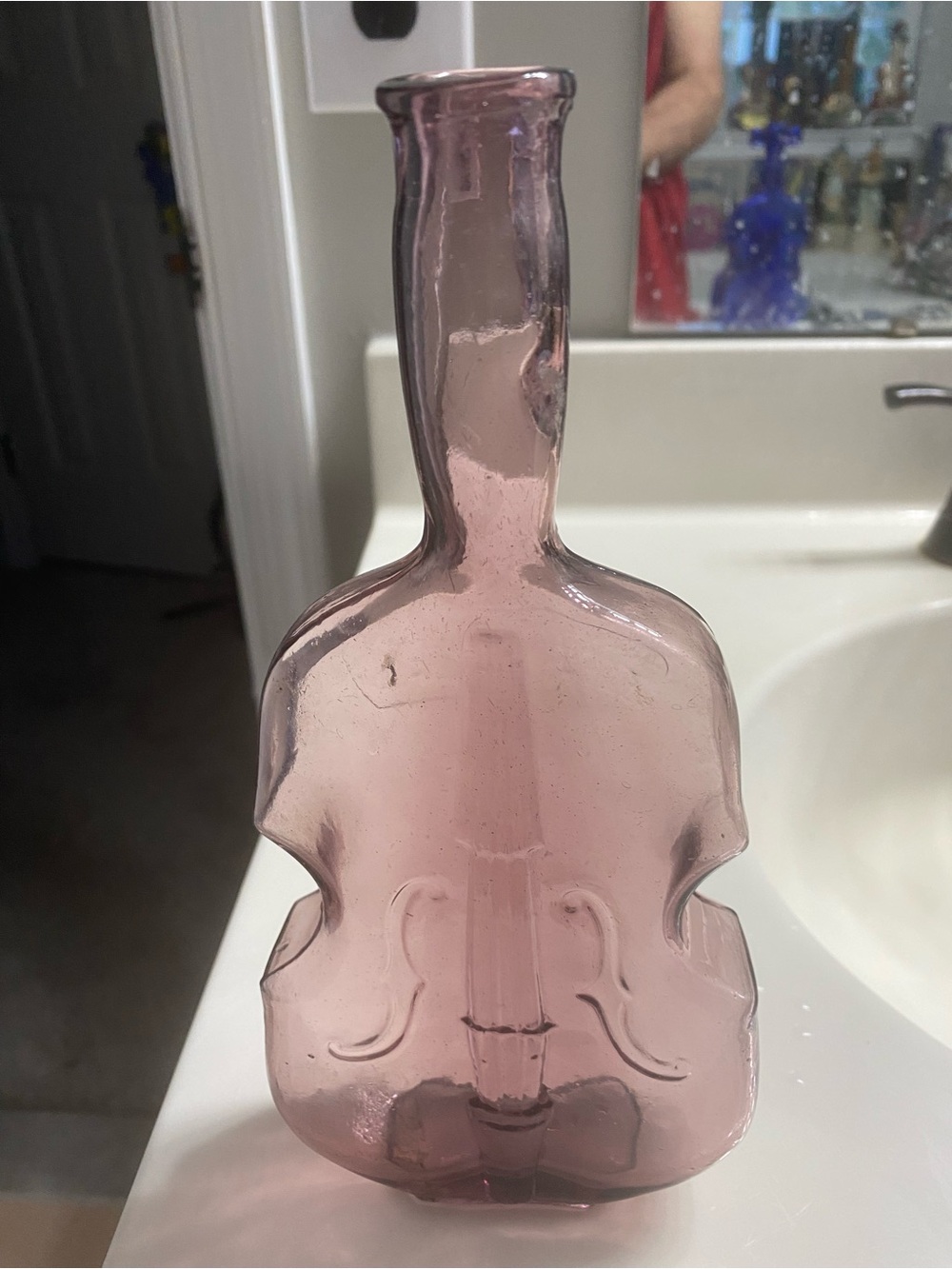 Pink Glass Violin Bottle Vase
